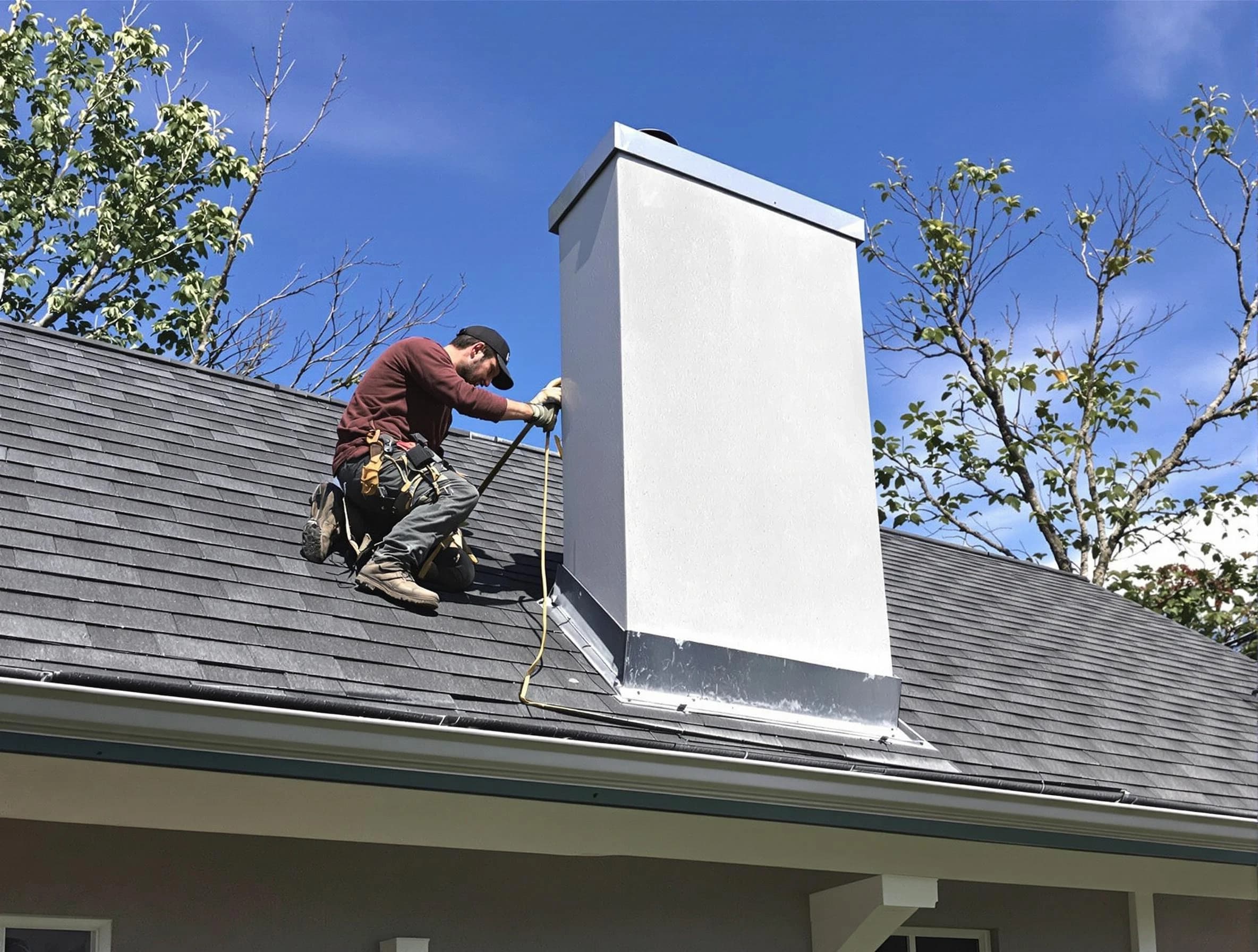 Sun City West Chimney Sweep team member finishing chimney construction in Sun City West, AZ