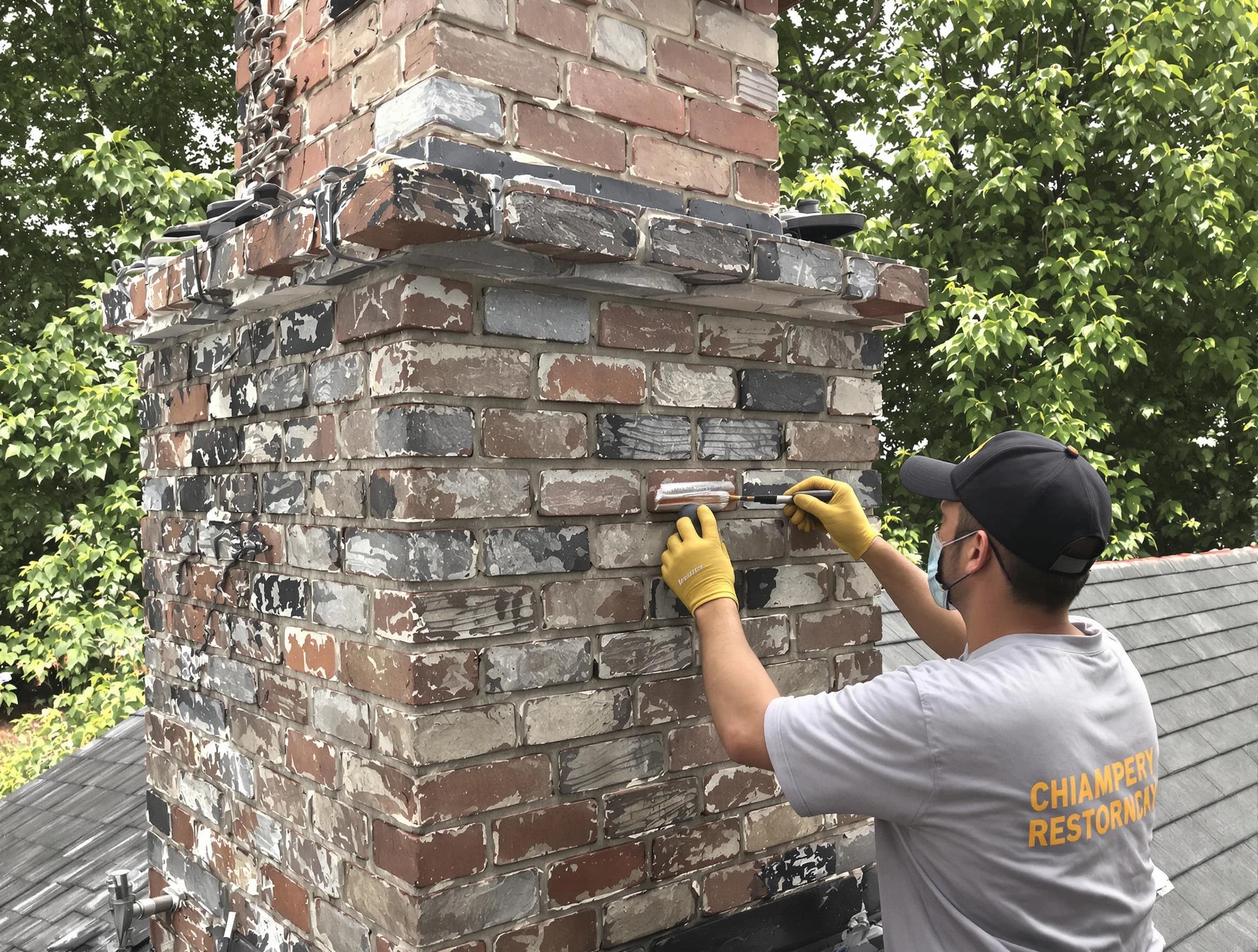 In-progress chimney restoration by Sun City West Chimney Sweep in Sun City West, AZ